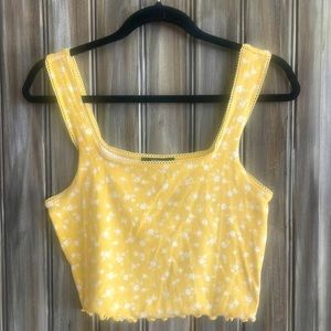 Flowered ribbed crop top